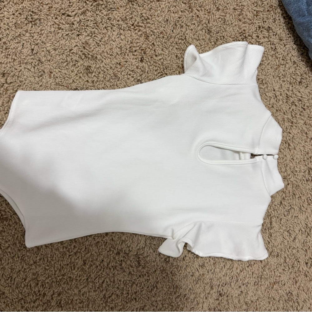 White Ruffle Sleeve Top - Picture 3 of 3